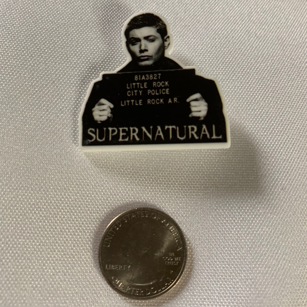 NWT. Handmade Supernatural TV Show Dean Winchester Mugshot Pin Brooch! - Picture 2 of 2